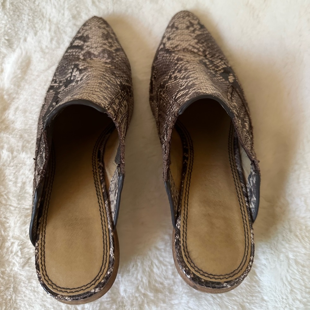 Splendid Hailee 2 Stacked Heel Mules - Snakeskin Neutral - Picture 5 of 7
